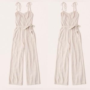 Abercrombie & Fitch tie strap linen blend jumpsuit (capri length)